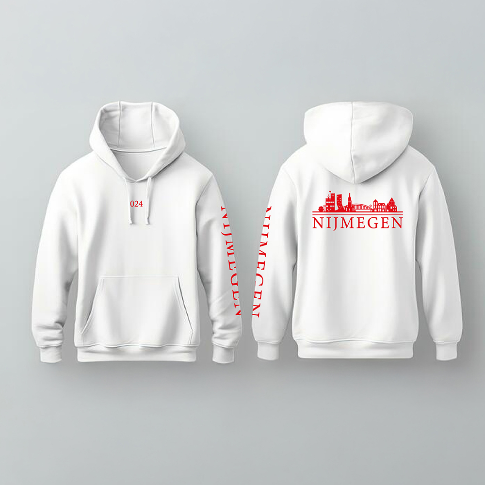 Skyline Nijmegen Hoodie - Nijmegen hoodie wit skyline rood 2 - Skyline Nijmegen Hoodie  (beige)