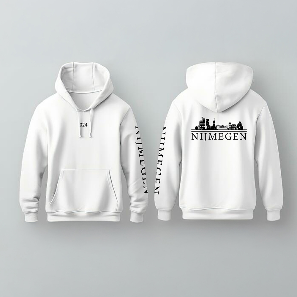 Skyline Nijmegen Hoodie - Nijmegen hoodie wit skyline zwart 3 - Skyline Nijmegen Hoodie  (wit met rood)