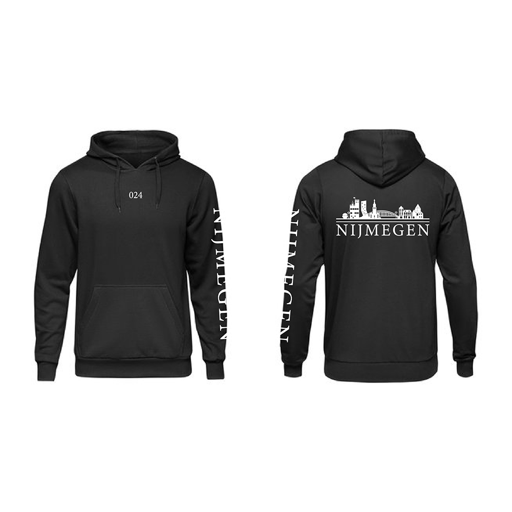 Skyline Nijmegen Hoodie - Nijmegen hoodie zwart skyline wit 3 - Skyline Nijmegen Hoodie  (wit met rood)