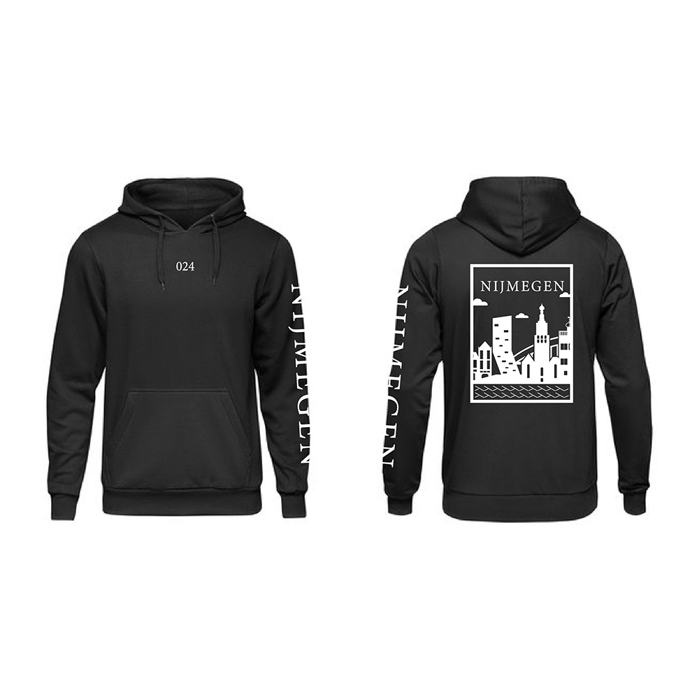 Nijmegen Hoodie - Nijmegen hoodie zwart vlak wit - Nijmegen Hoodie