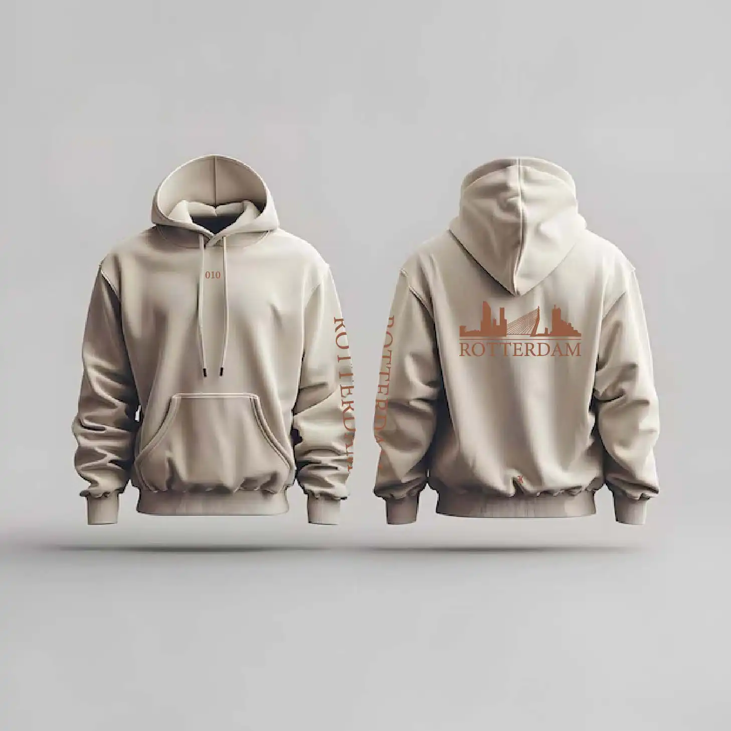 Skyline Rotterdam Hoodie - Rotterdam hoodie beige skyline 3 - Skyline Rotterdam Hoodie  (21551)