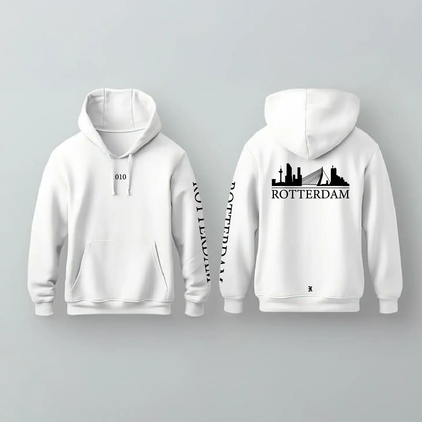 Skyline Rotterdam Hoodie - Rotterdam hoodie wit skyline 2 - Skyline Rotterdam Hoodie  (21120)