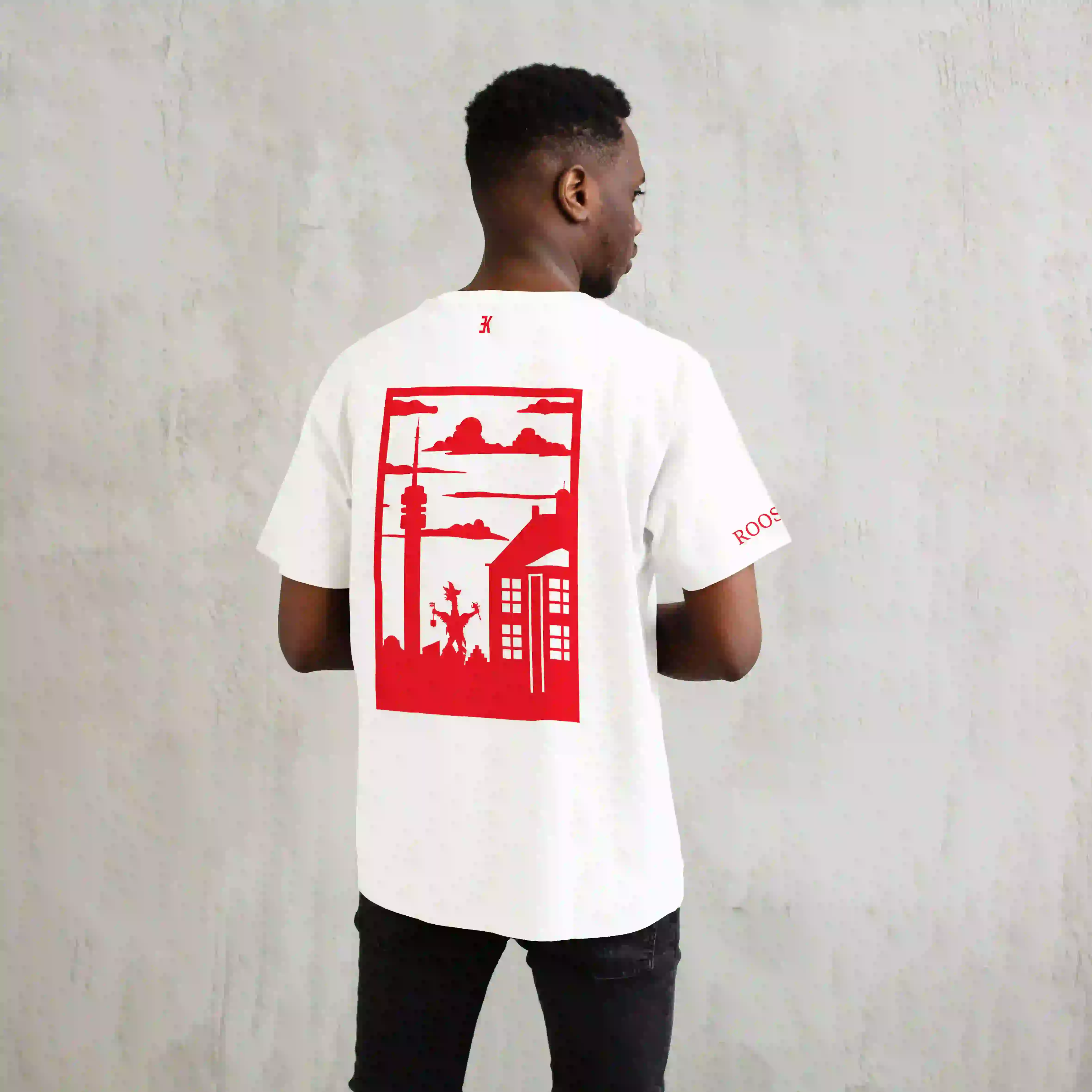 Roosendaal Shirt - Shirt wit model roosendaal rood vak 1 - Roosendaal shirt O14736