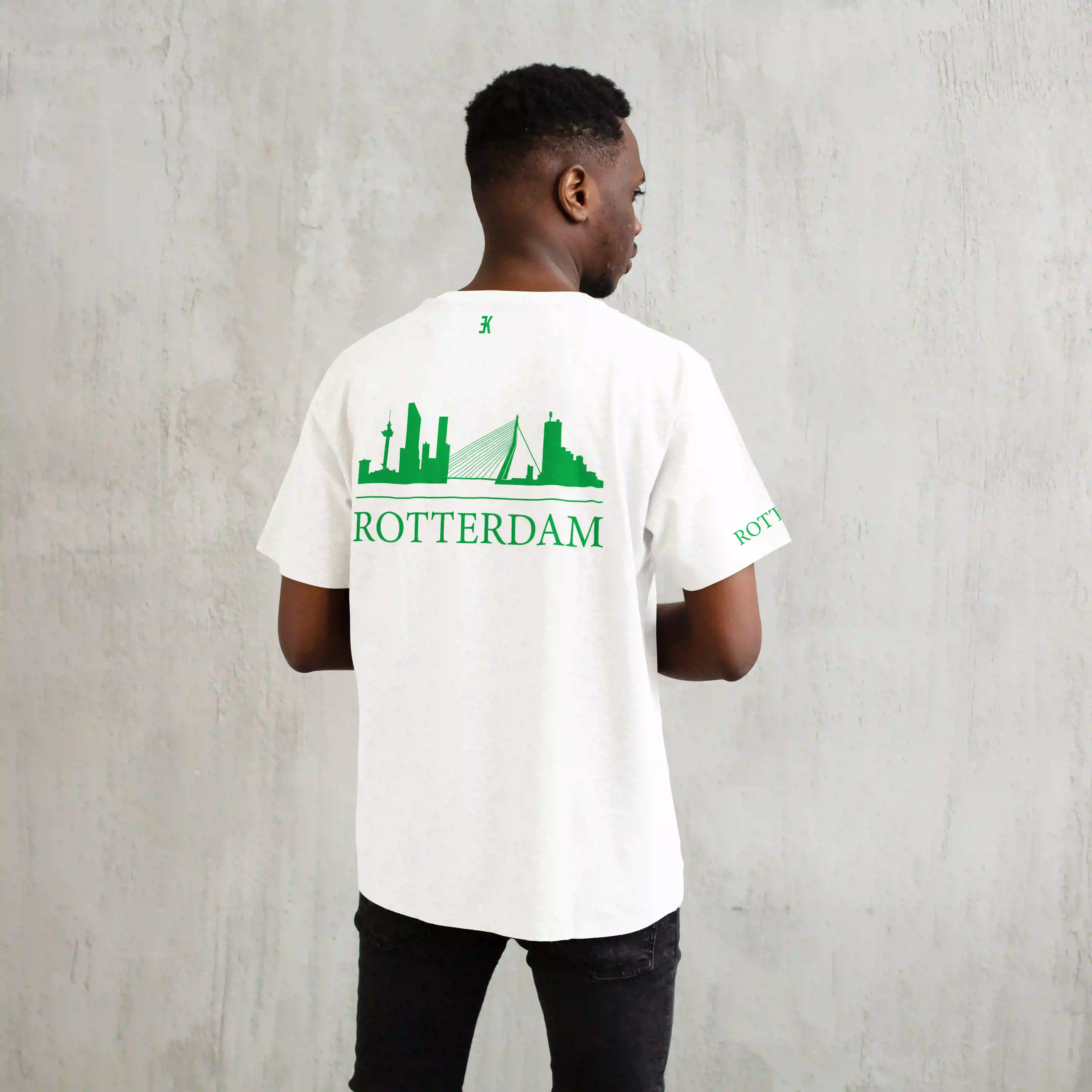 Skyline Rotterdam Shirt - Shirt wit model rotterdam groen skyline 2 - Skyline Rotterdam Shirt O24599