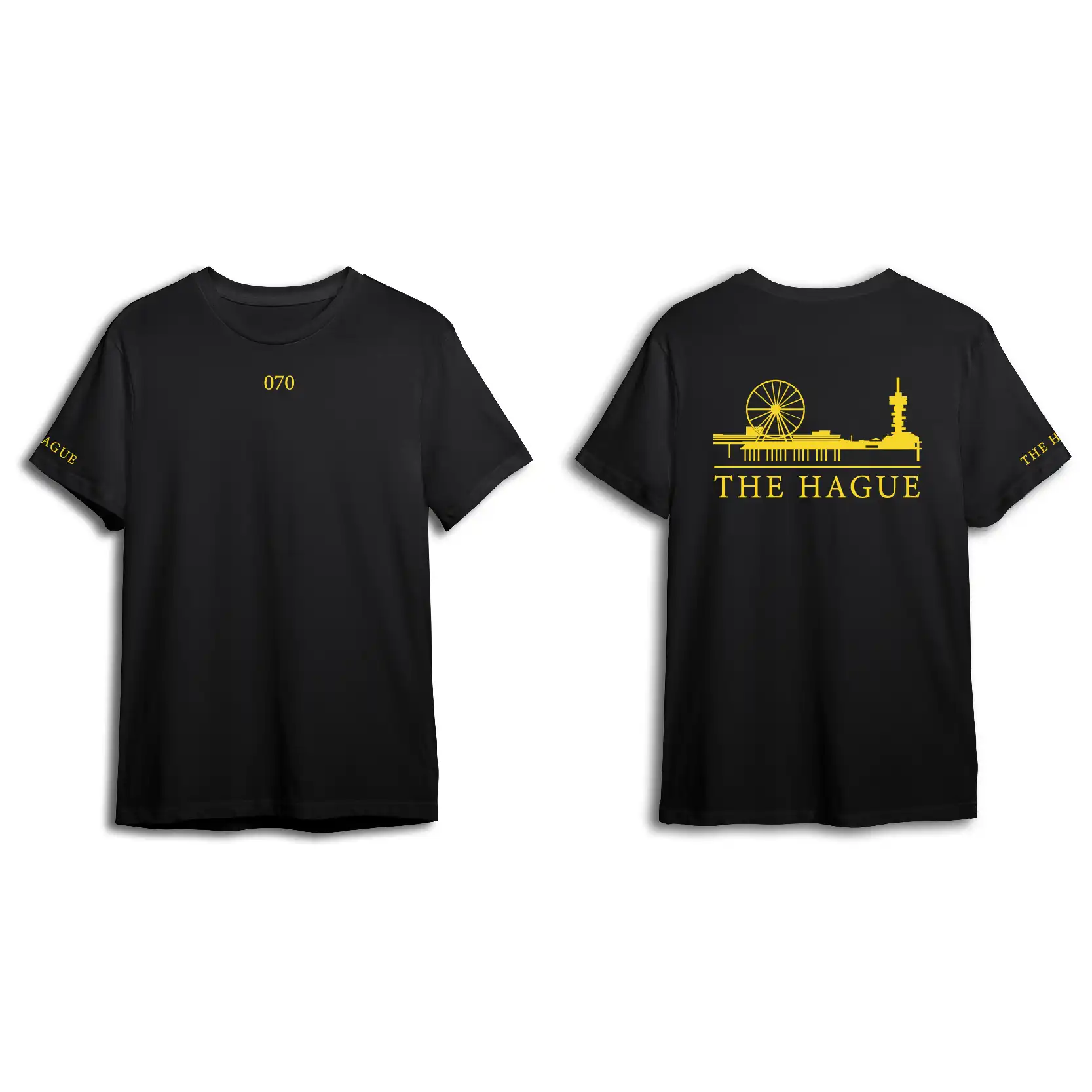 Skyline Den Haag Shirt - Shirt zwart denhaag opdruk geel skyline - EK8209