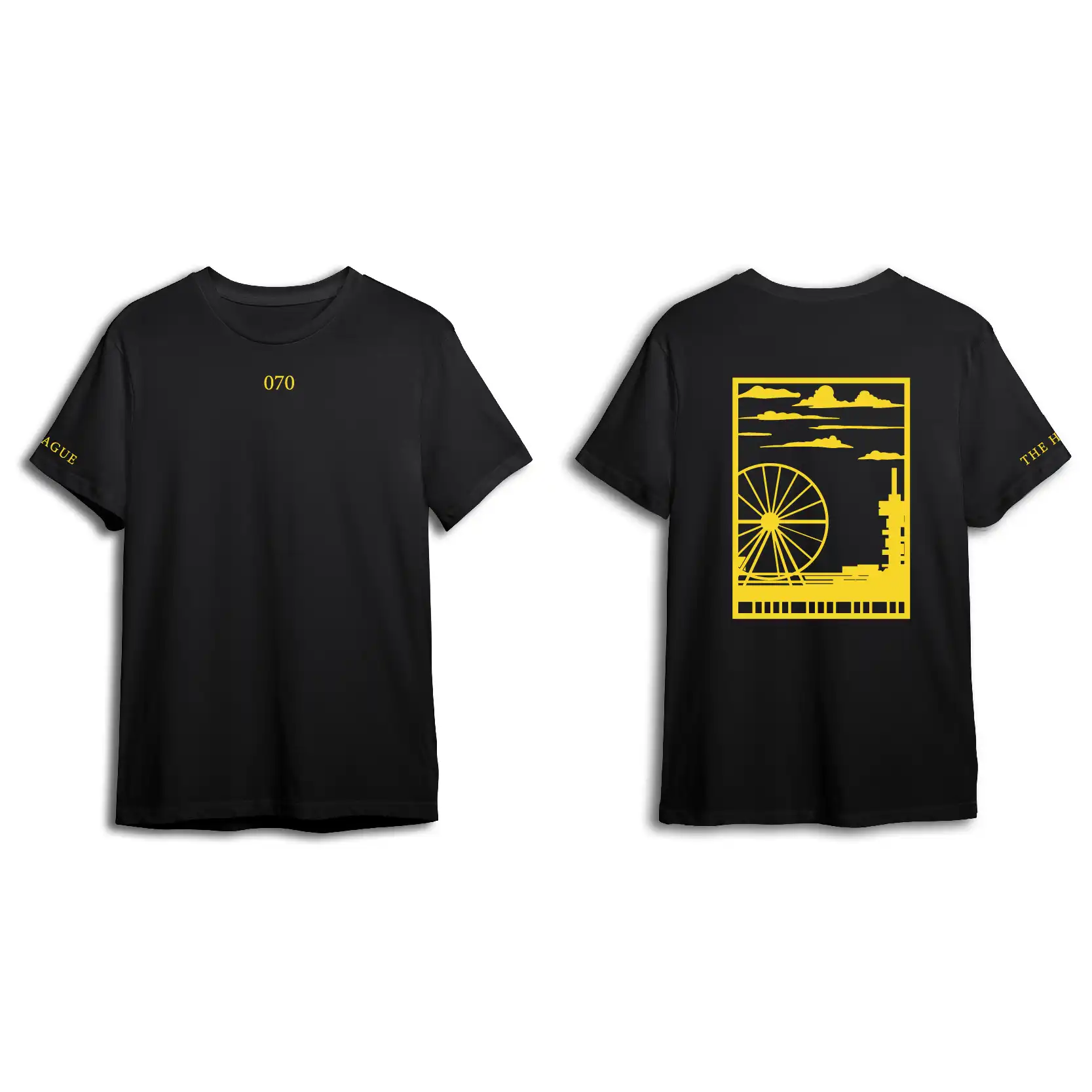 Den Haag Shirt - Shirt zwart denhaag opdruk geel vlak 2 - EK8210
