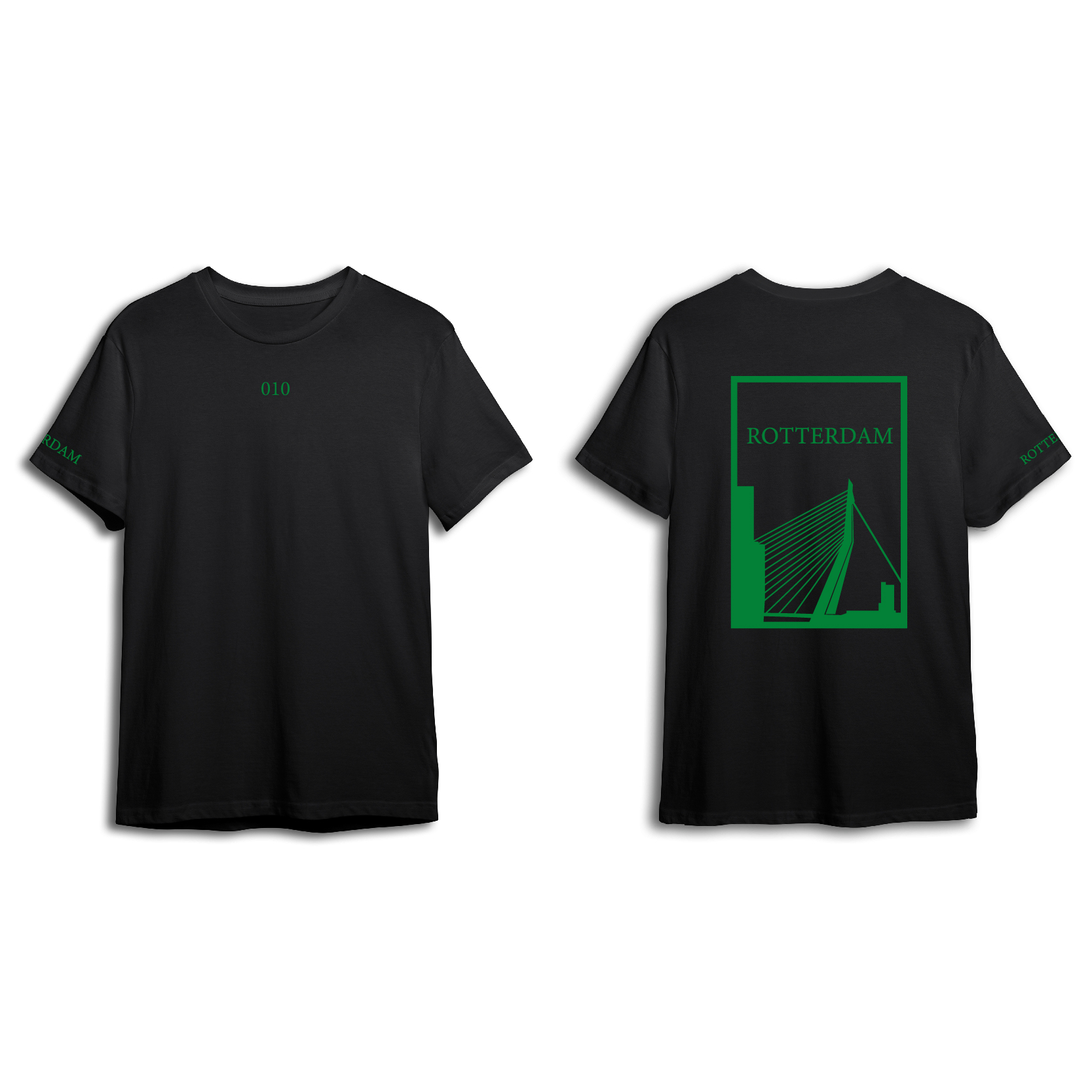 Rotterdam Shirt - Shirt zwart opdruk groen vlak 2 - Rotterdam Shirt O21021