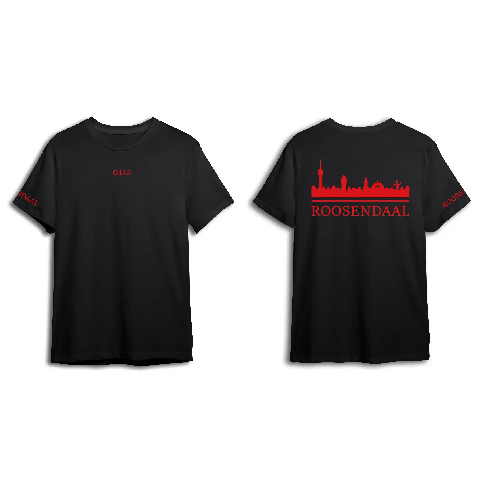 Skyline Roosendaal Shirt - Shirt zwart roosendaal opdruk rood skyline 1 - Skyline Roosendaal O14637