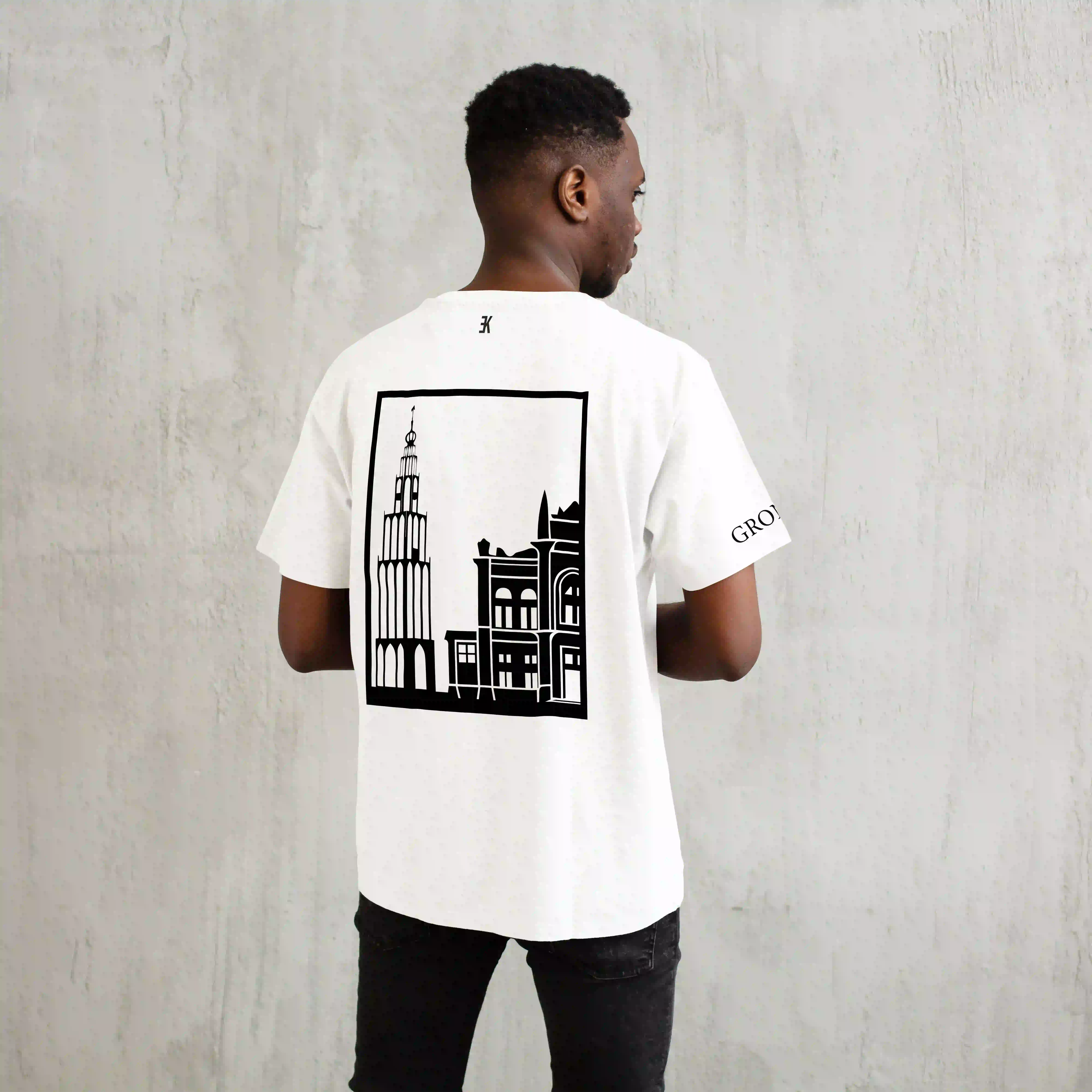 Groningen Stad T-shirt - T shirt groningen vlak zwart 4 - Groningen Stad T-shirt O18096