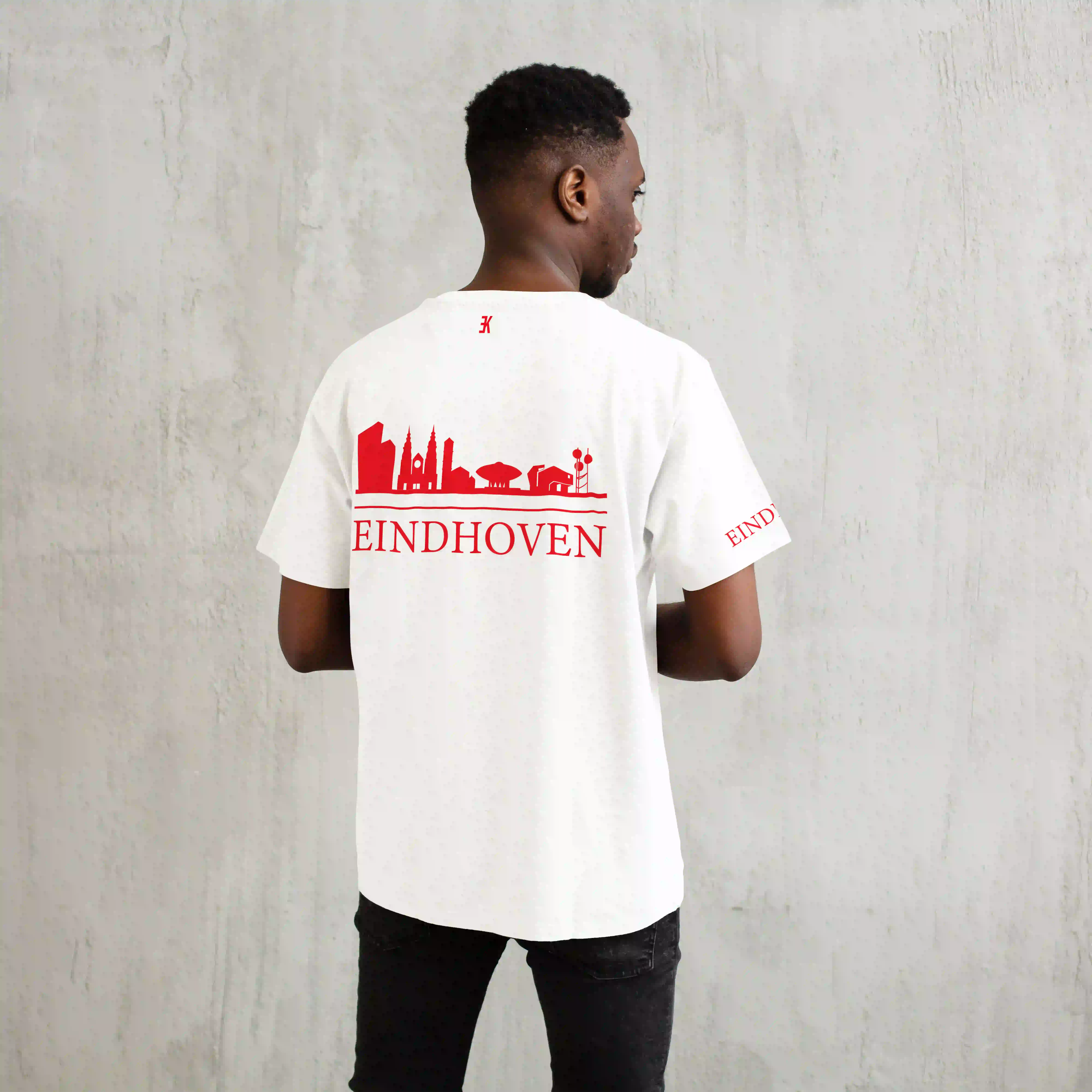 Skyline Eindhoven Shirt - T shirt wit eindhoven skyline rood 1 - EK8220