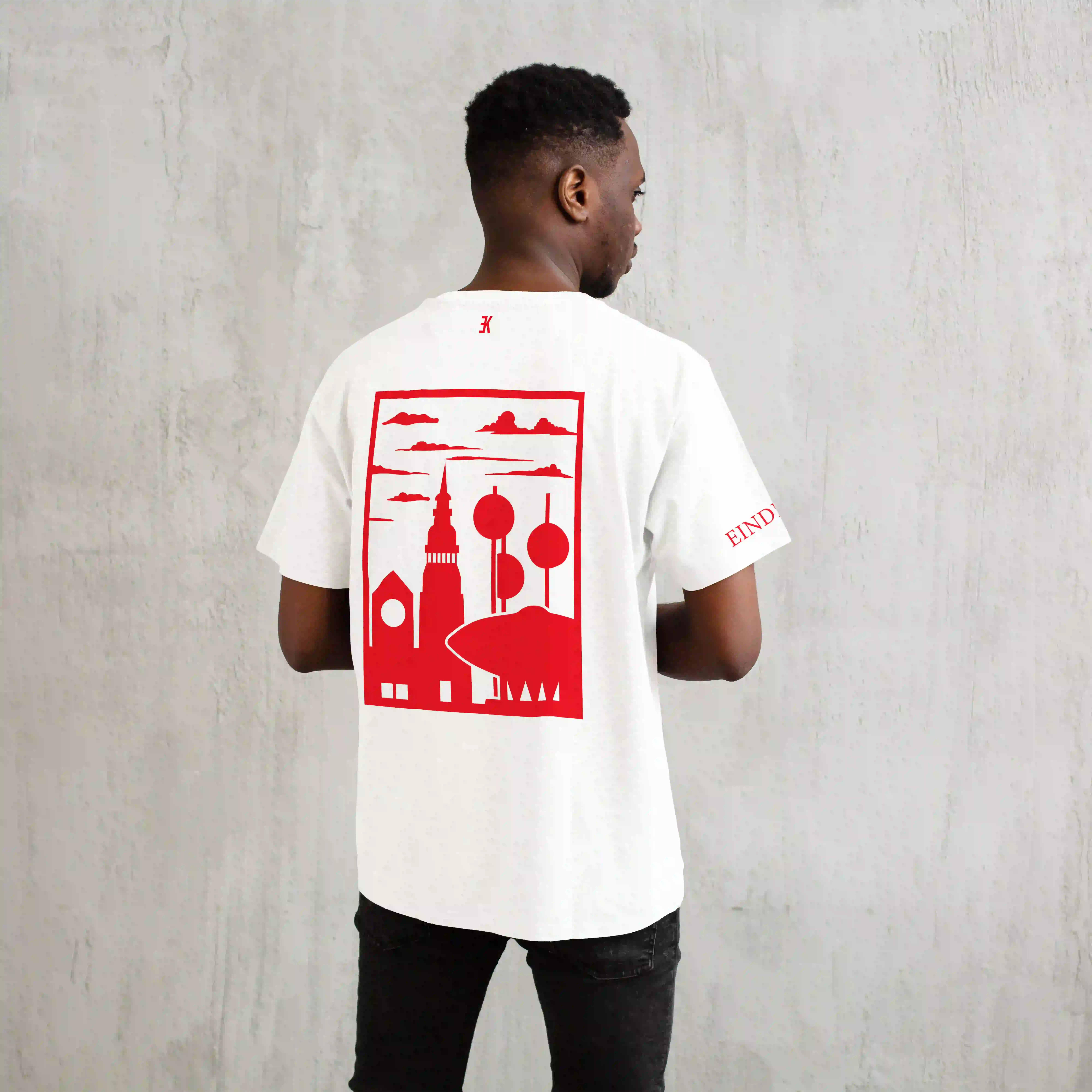 Eindhoven Shirt - T shirt wit eindhoven vlak rood - EK8213