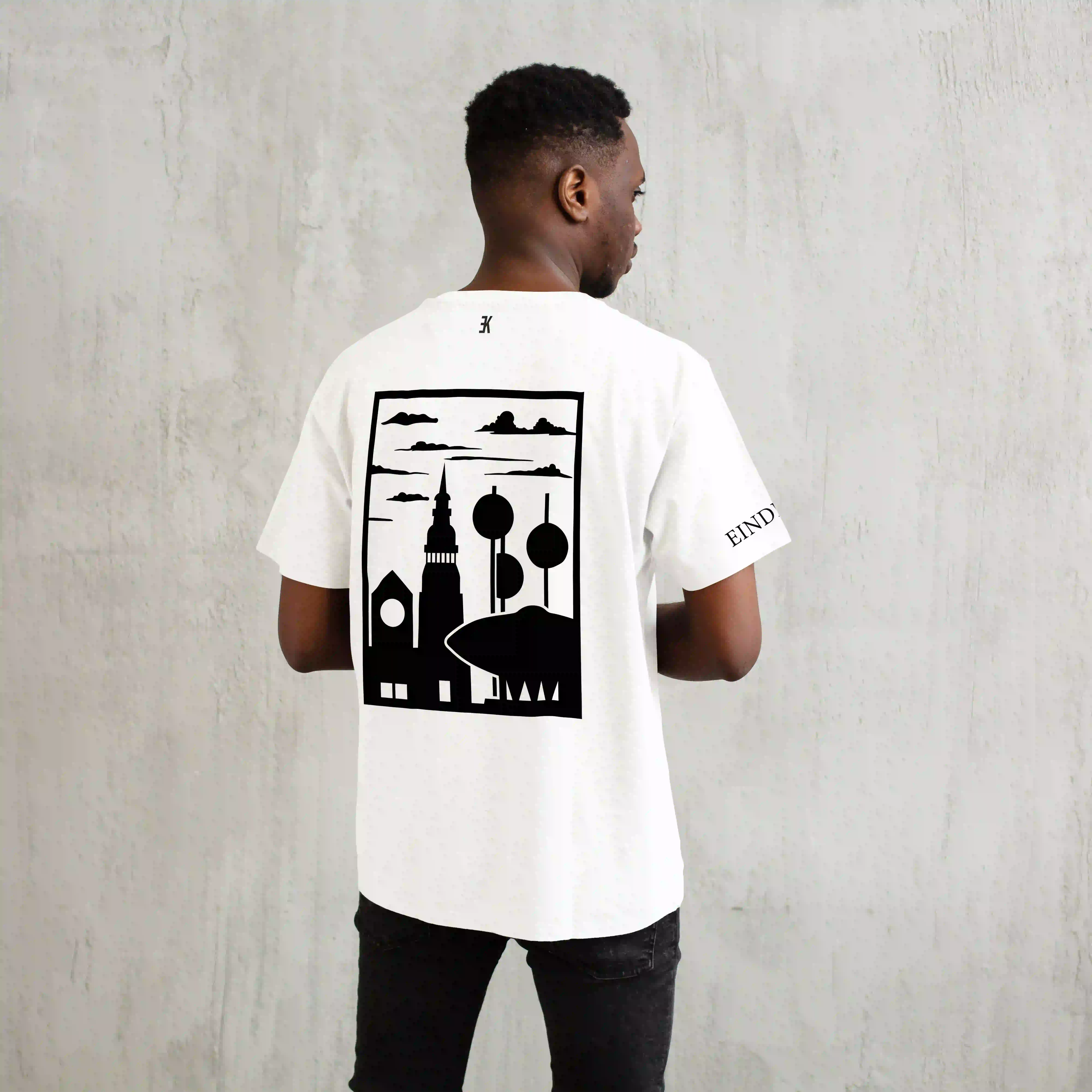 Eindhoven Shirt - T shirt wit eindhoven vlak zwart 2 - EK8221