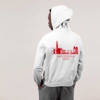 Skyline Amsterdam Hoodie - Ams model hoodie wit skyline rood 2 - EK8189