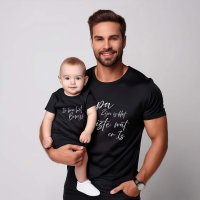 Matching Shirts Vaderdag Kids - Papa - Evenementenkledingnl model papa vaderdag shirt romper zwart - Matching Shirts Vaderdag Kids - Papa