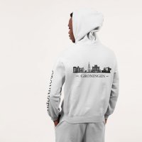 Groningen Skyline Hoodie - Groningen model hoodie wit skyline zwart - Groningen Skyline Hoodie O13201