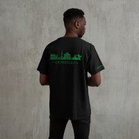 Groningen Skyline T-shirt - Groningen shirt zwart skyline groen 1 - Skyline Groningen Shirt O13228