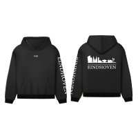 Skyline Eindhoven Hoodie - Hoodie zwart eindhoven opdruk wit skyline 1 - Skyline Eindhoven Hoodie