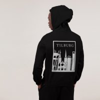 Tilburg Hoodie - Tilburg model hoodie zwart vlak wit - Tilburg Hoodie