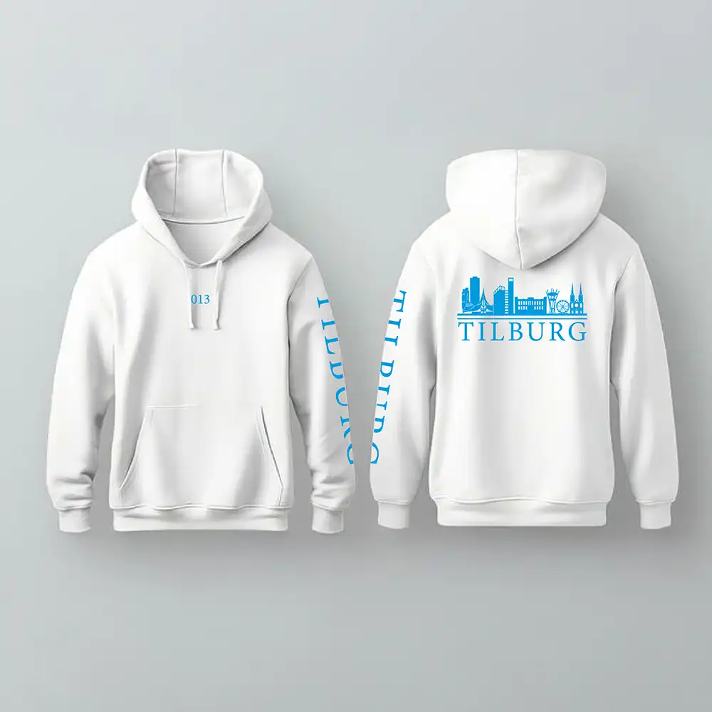 Skyline Tilburg Hoodie - Tilburg hoodie wit skyline blauw 1 - Skyline Tilburg Hoodie (18787)