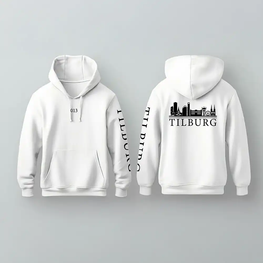 Skyline Tilburg Hoodie - Tilburg hoodie wit skyline zwart 1 - Skyline Tilburg Hoodie (18787)