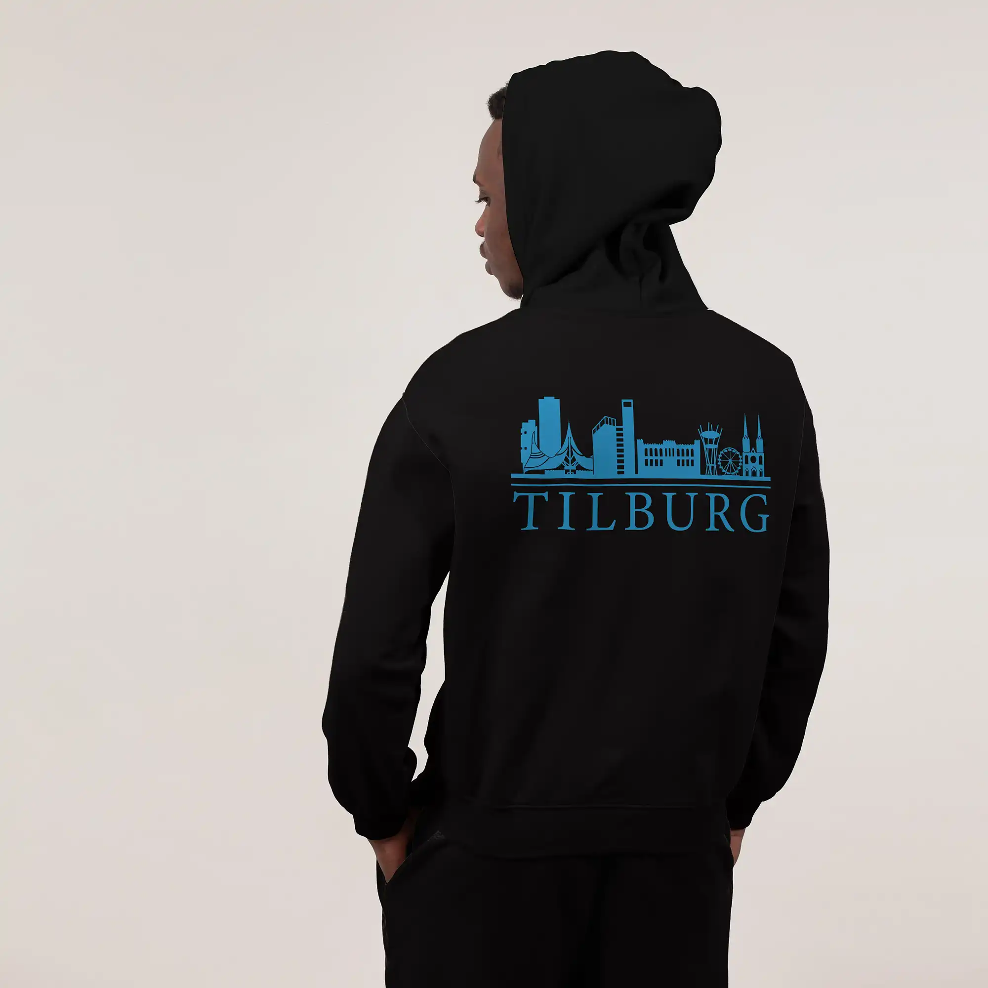 Skyline Tilburg Hoodie - Tilburg model hoodie zwart skyline blauw 1 - Skyline Tilburg Hoodie (18787)