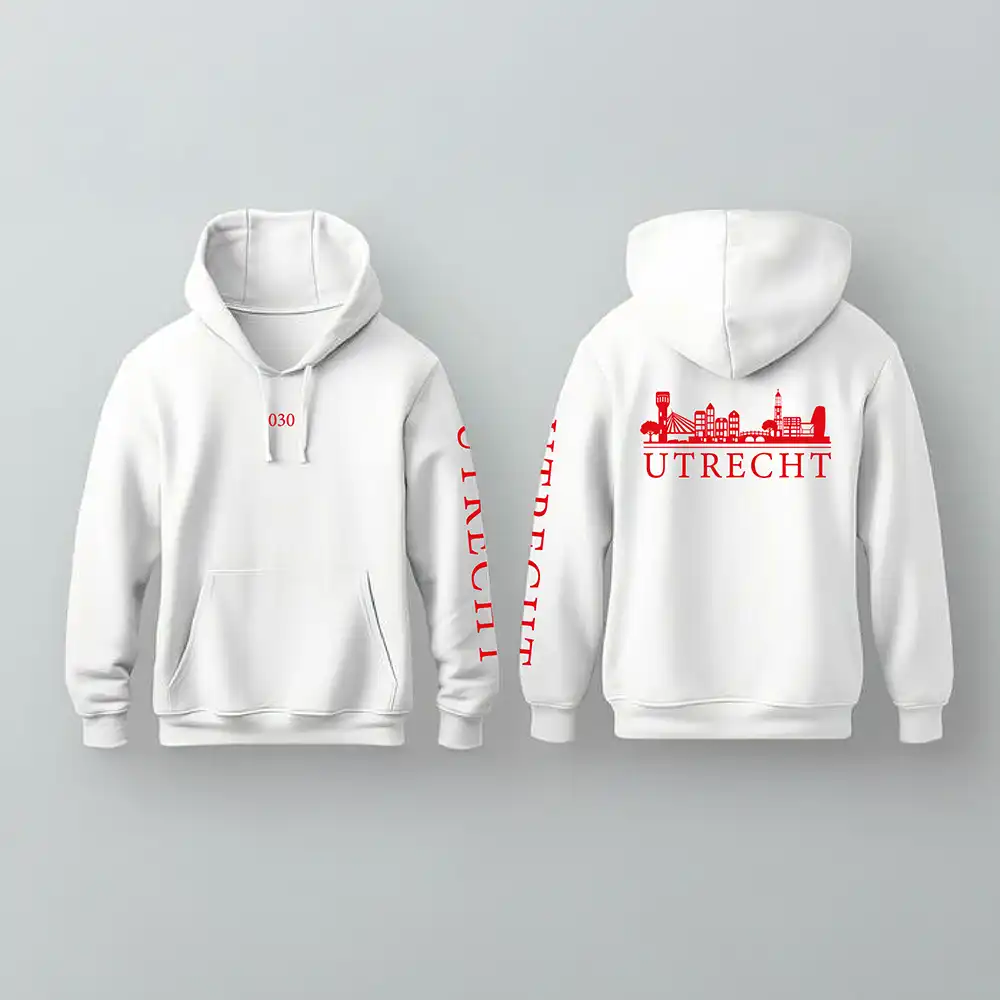 Skyline Utrecht Hoodie - Utrecht hoodie wit skyline rood 1 - Skyline Utrecht Hoodie  (20864)