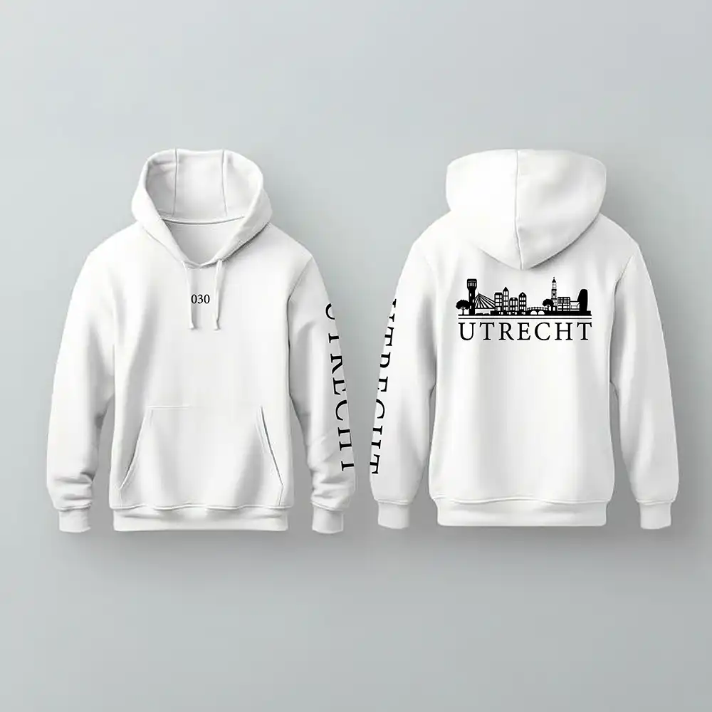Skyline Utrecht Hoodie - Utrecht hoodie wit skyline zwart 2 - Skyline Utrecht Hoodie (20477)
