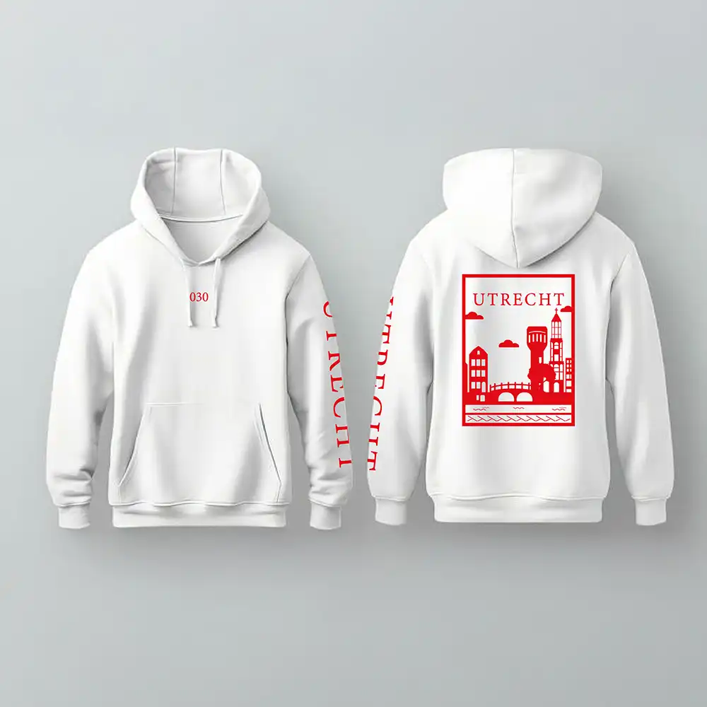 Utrecht Hoodie - Utrecht hoodie wit vlak rood 4 - Utrecht Hoodie  (20719)