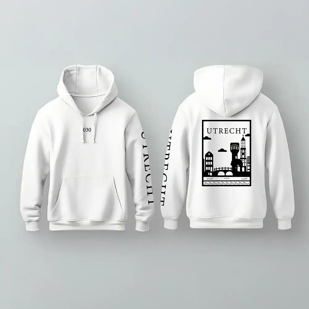 Utrecht Hoodie - Utrecht hoodie wit vlak zwart 5 - Utrecht Hoodie  (21335)