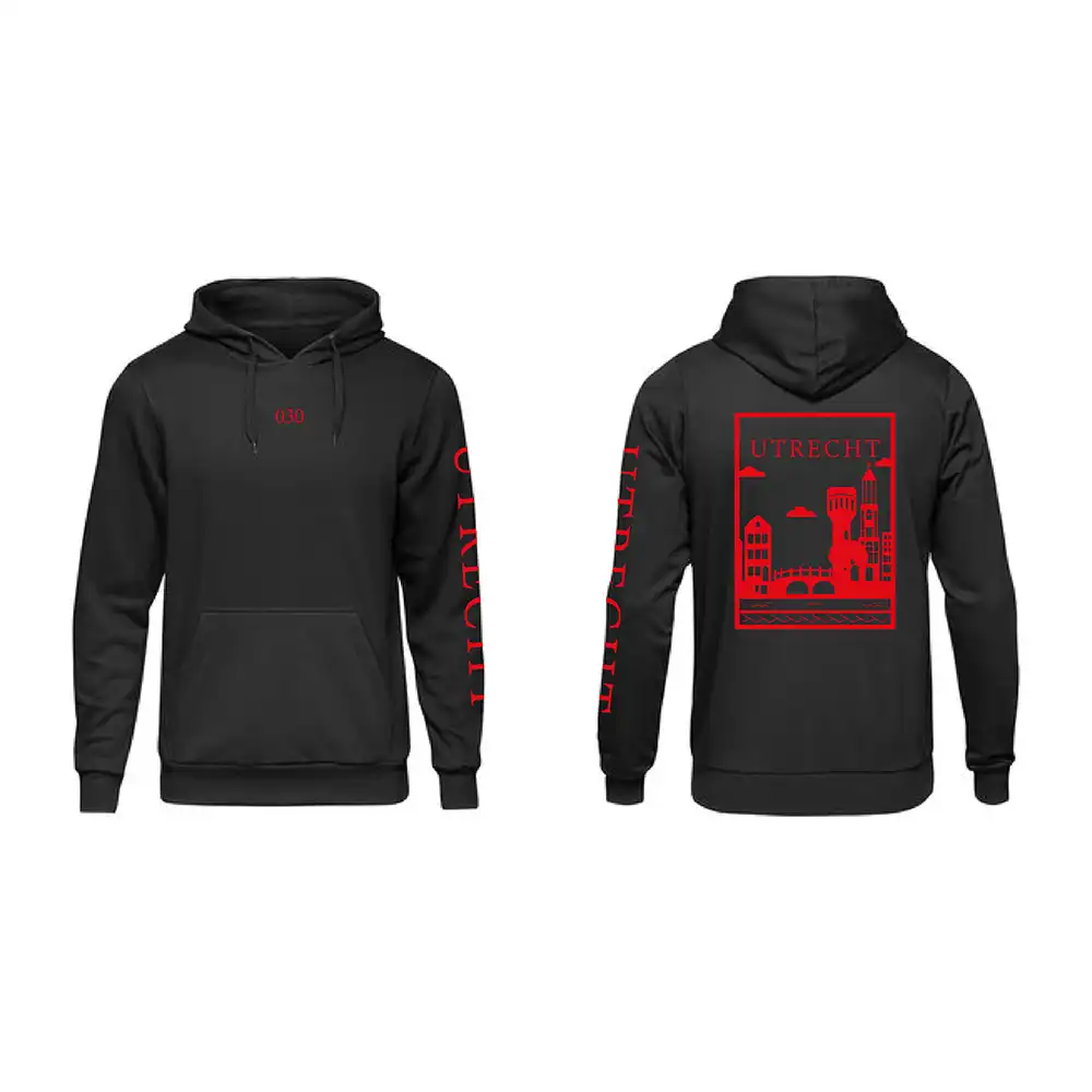 Utrecht Hoodie - Utrecht hoodie zwart vlak rood - Utrecht Hoodie 
