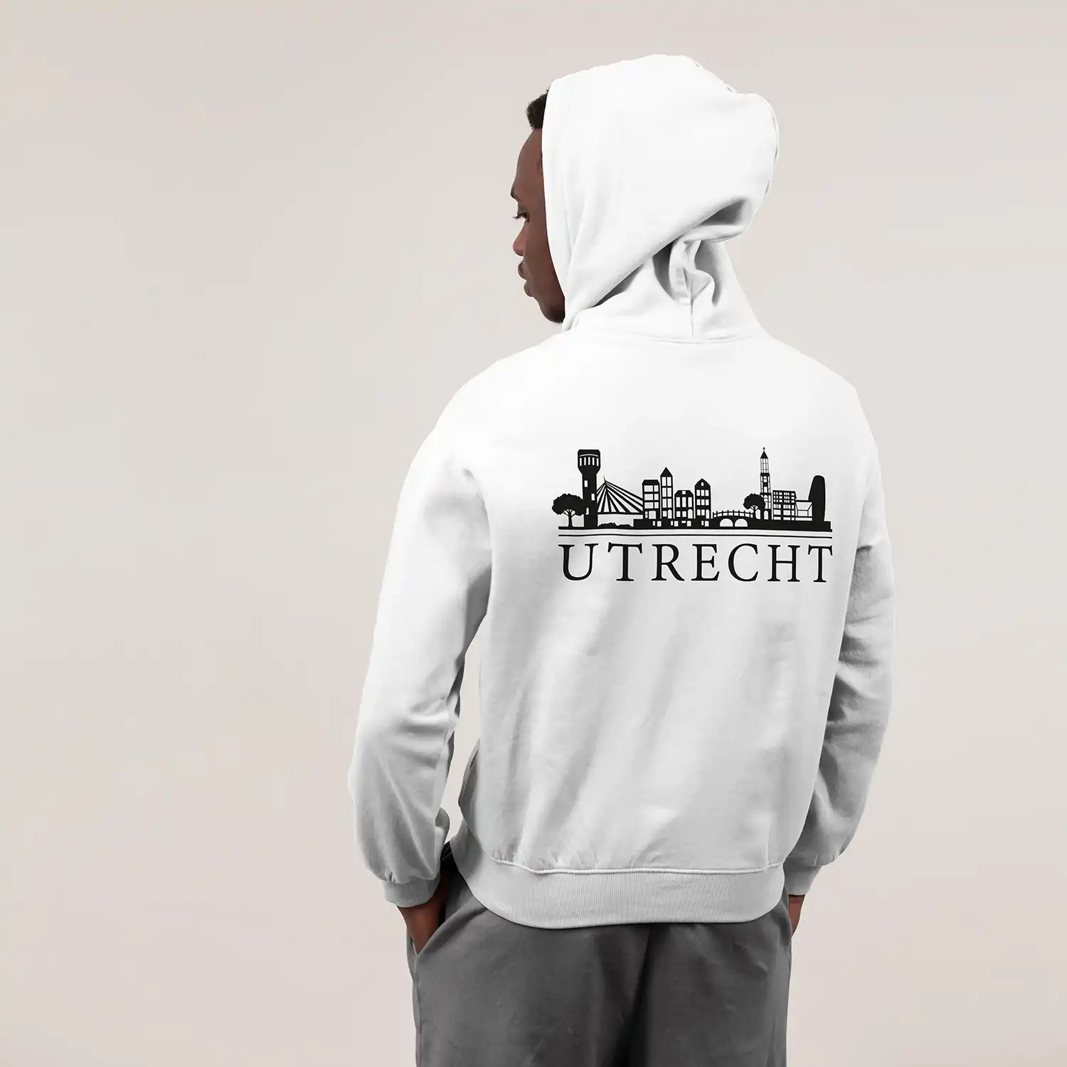 Skyline Utrecht Hoodie - Utrecht model hoodie wit skyline zwart 3 - Skyline Utrecht Hoodie (21623)