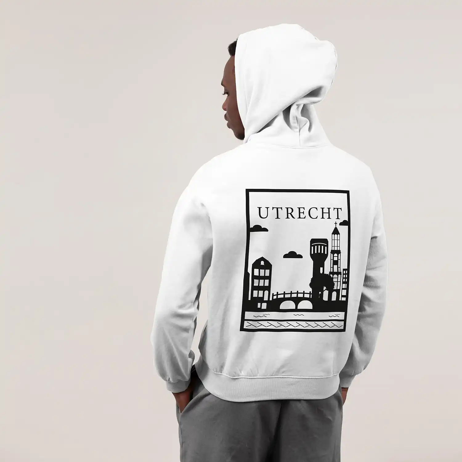 Utrecht Hoodie - Utrecht model hoodie wit vlak zwart - Utrecht Hoodie 