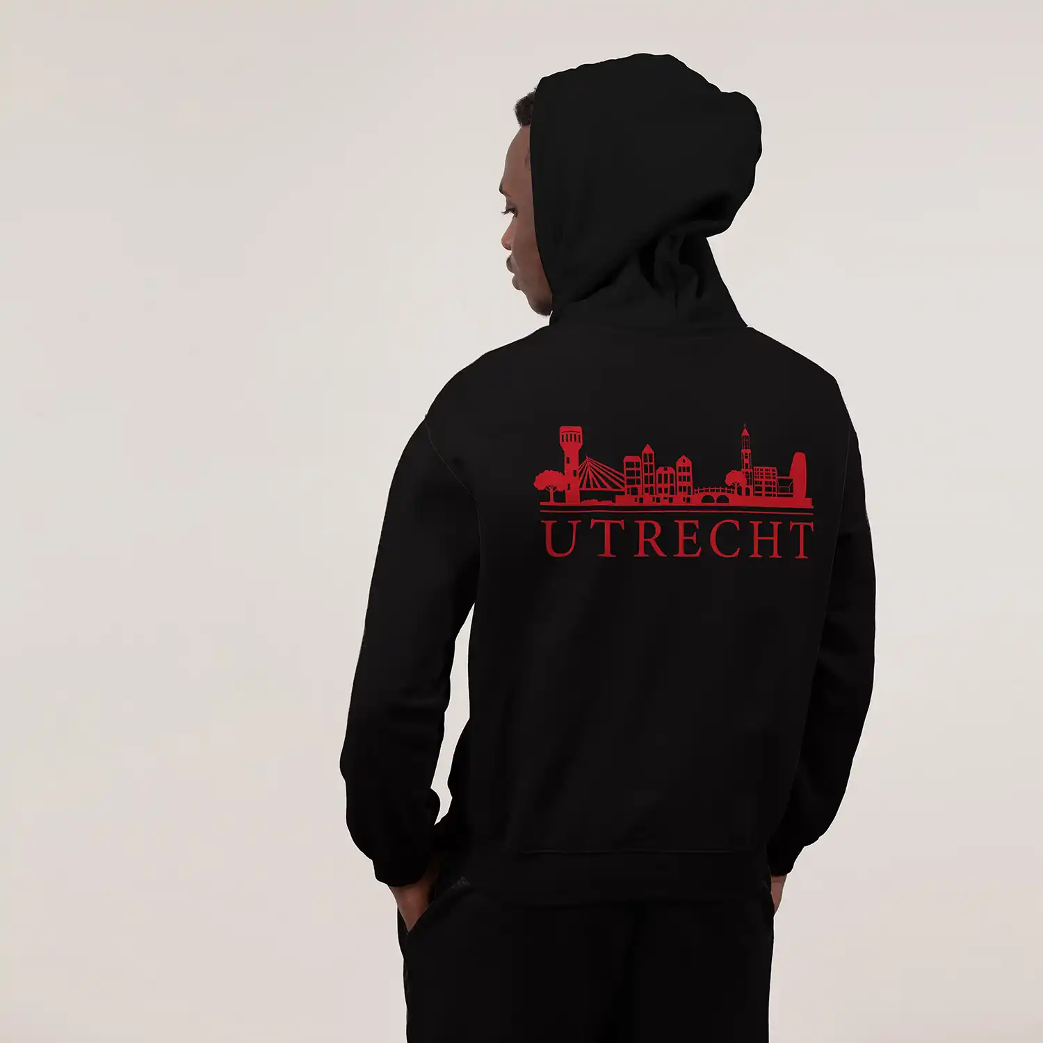 Skyline Utrecht Hoodie - Utrecht model hoodie zwart skyline rood 3 - Skyline Utrecht Hoodie (21623)