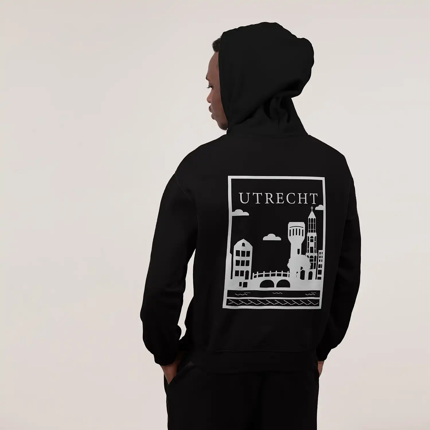 Utrecht Hoodie - Utrecht model hoodie zwart vlak wit 9 - Utrecht Hoodie  (20719)